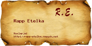 Rapp Etelka névjegykártya